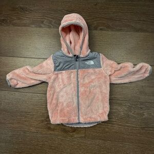 The North Face Infant Oso Hooded Fleece Jacket Pink/Gray, 12-18 Months, Warm